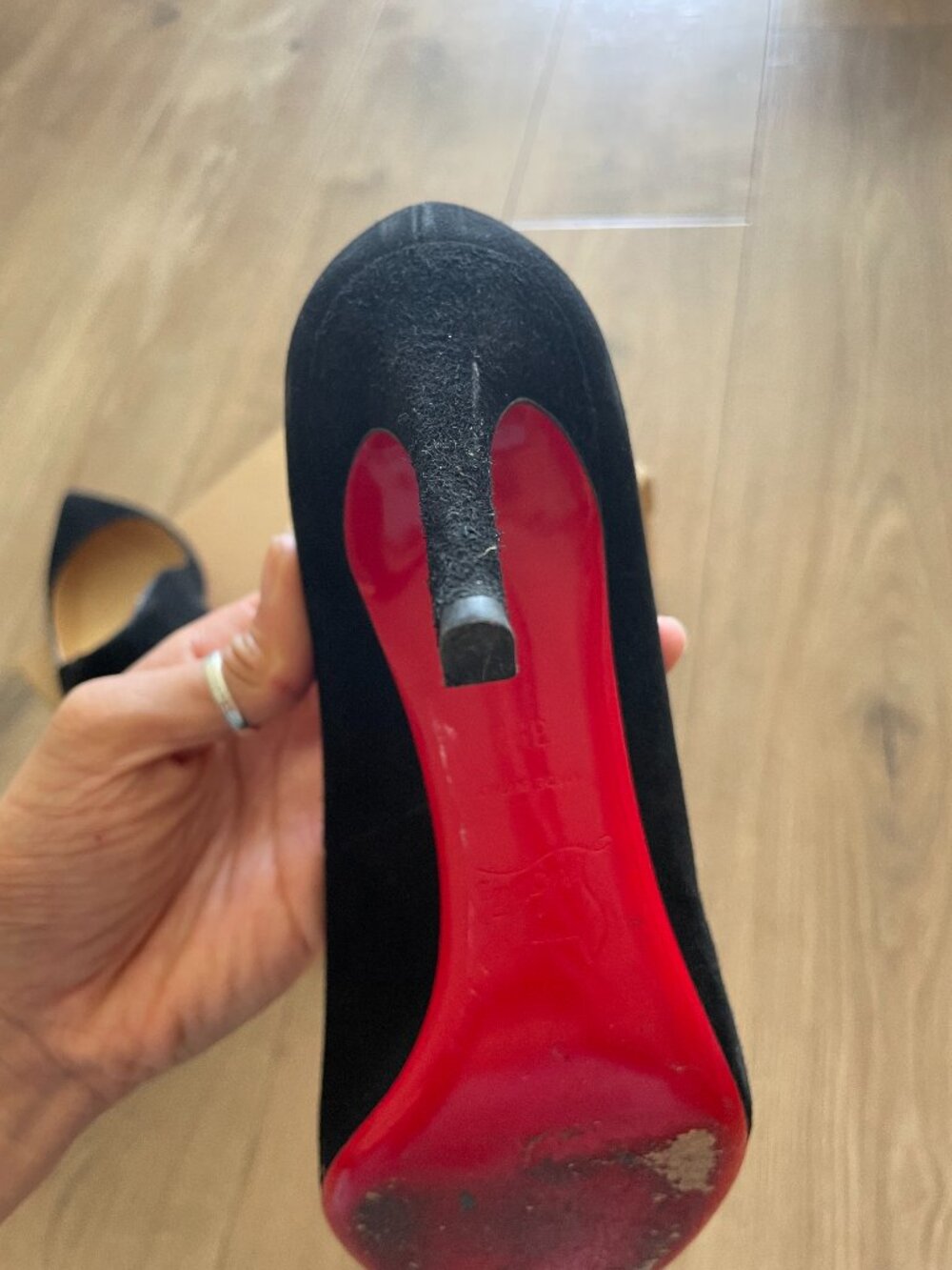 Christian Louboutin Pigalle 85 Black Suede Heels - Picture 5 of 7
